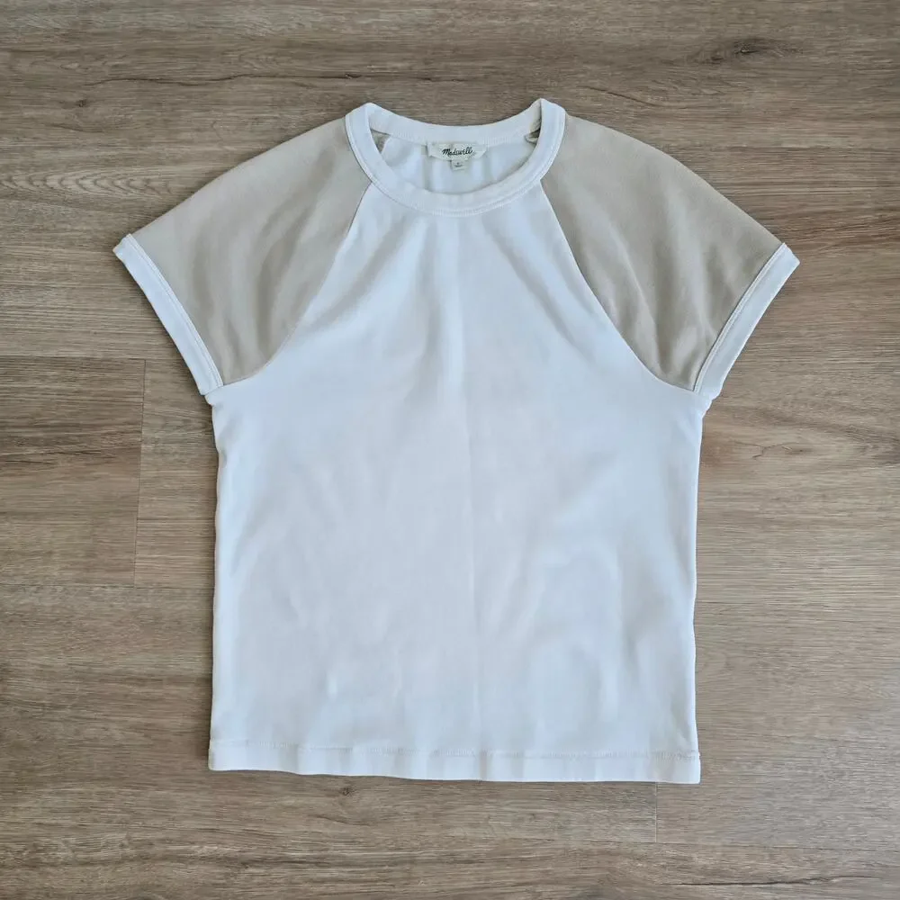 Madewell Baby Tee Beige and Tan Color Block Soft - Picture 6 of 6